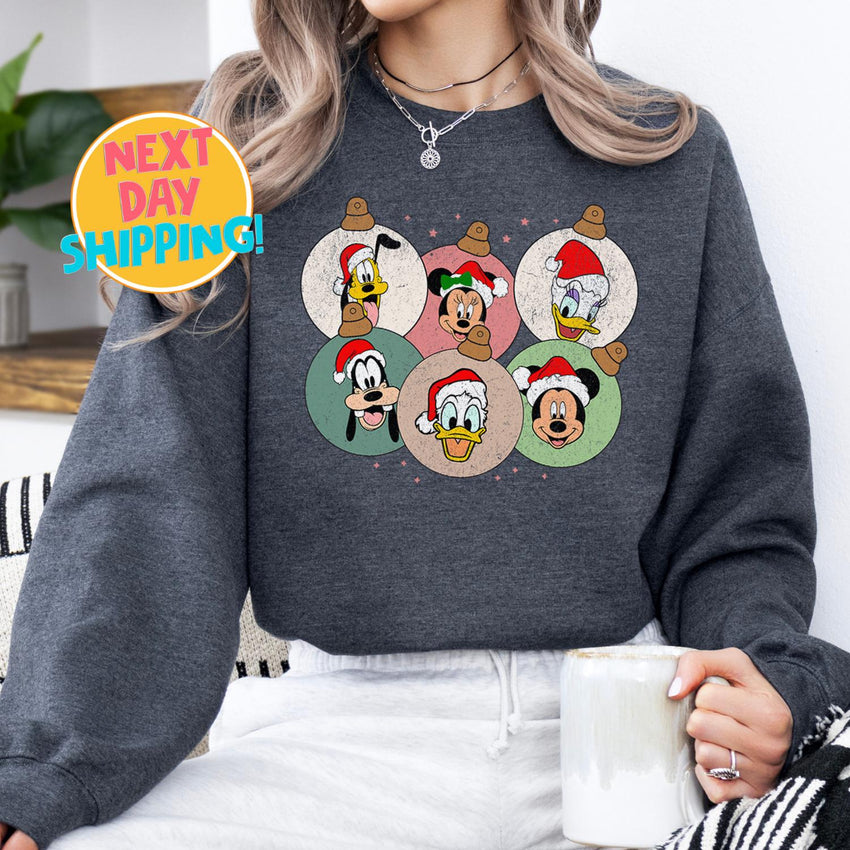 Mickey and Friends Christmas Sweatshirt, Vintage Disney Christmas Shirt, Cozy Graphic Xmas Sweater, Vintage Disney Christmas Shirt