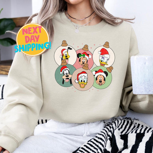 Mickey and Friends Christmas Sweatshirt, Vintage Disney Christmas Shirt, Cozy Graphic Xmas Sweater, Vintage Disney Christmas Shirt