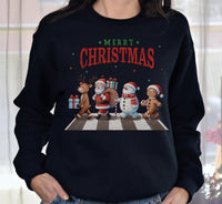 Merry Christmas Sweatshirt, Retro Santa Claus Sweat, Christmas Walking Across Shirt, Christmas Shirt For Women, Gingerbread Christmas Sweat