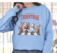 Merry Christmas Sweatshirt, Retro Santa Claus Sweat, Christmas Walking Across Shirt, Christmas Shirt For Women, Gingerbread Christmas Sweat