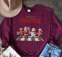 Merry Christmas Sweatshirt, Retro Santa Claus Sweat, Christmas Walking Across Shirt, Christmas Shirt For Women, Gingerbread Christmas Sweat