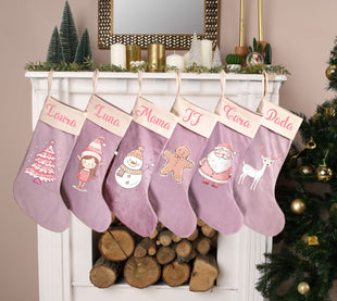 Personalized Christmas Stockings Luxury Velvet Stocking, Stocking for Holiday Applique Stocking with Name for Family Decoration