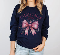 Christmas Girly Sweatshirt, Christmas Coquette Bow Shirt, Christmas Girly Crewneck, Holiday Season Shirts, Retro Christmas Sweatshirt