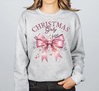 Christmas Girly Sweatshirt, Christmas Coquette Bow Shirt, Christmas Girly Crewneck, Holiday Season Shirts, Retro Christmas Sweatshirt