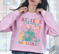 Believe in the Magic of Christmas Sweat, Vintage Christmas Tree Sweat, Christmas Sweatshirts for Women, Merry Christmas Sweatshirt