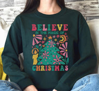 Believe in the Magic of Christmas Sweat, Vintage Christmas Tree Sweat, Christmas Sweatshirts for Women, Merry Christmas Sweatshirt