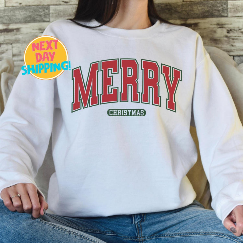 Merry Christmas Sweatshirt,  Christmas Shirts,  Holiday Sweater, Christmas Gift, Retro Merry Christmas Sweatshirt, Christmas Shirt for Women