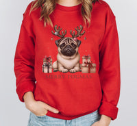 Merry Pugmas Sweat, Dog Lover Gift, Funny Christmas Sweat, Animal Lover Sweat, Dog Mom Shirt, Christmas Pugs Shirt, Christmas Party Gift