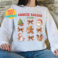 Christmas Sweatshirts, Coquette Gingerbread Santa Rudolph Christmas Tree Sweatshirts, Cute Winter Crewneck, Vintage Christmas Shirt