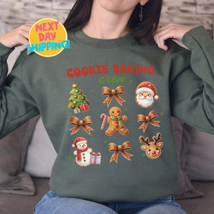 Christmas Sweatshirts, Coquette Gingerbread Santa Rudolph Christmas Tree Sweatshirts, Cute Winter Crewneck, Vintage Christmas Shirt