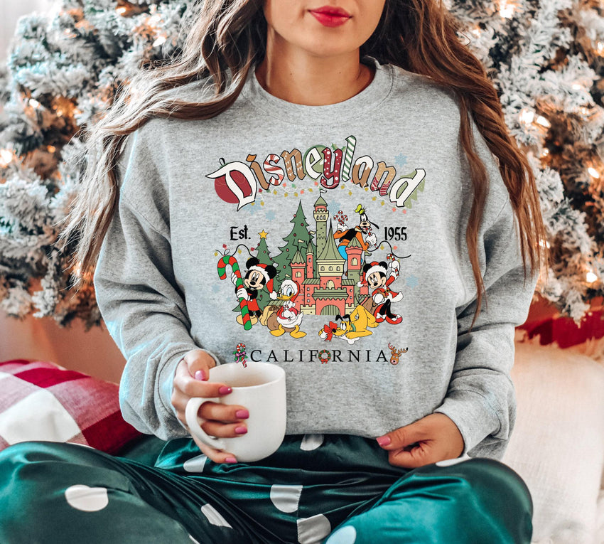 Vintage Disneyland Christmas Sweatshirt, Mickey and Friends Christmas Sweatshirt, Disneyland Sweatshirt, Christmas Family Sweatshirt