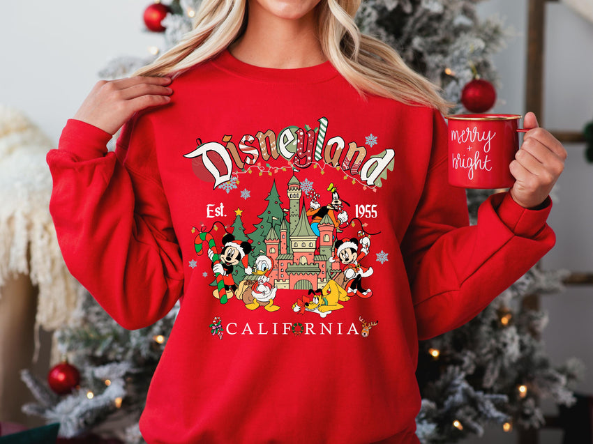 Vintage Disneyland Christmas Sweatshirt, Mickey and Friends Christmas Sweatshirt, Disneyland Sweatshirt, Christmas Family Sweatshirt