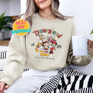 Disneyland Christmas Sweatshirt, Vintage Disneyland Holiday, Mickey and Friends Shirt, Disneyland California 1955, Disneyland Christmas