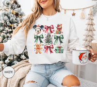 Retro Mickey Coquette Bow Sweatshirt, Disney Christmas Sweatshirt, Christmas Mickey And Minnie Plaid Sweatshirt, Christmas Family Sweat