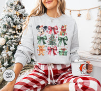 Retro Mickey Coquette Bow Sweatshirt, Disney Christmas Sweatshirt, Christmas Mickey And Minnie Plaid Sweatshirt, Christmas Family Sweat