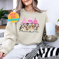 Mickey and Friends Christmas Sweatshirt, Mickey's Very Merry Christmas, Pink Christmas tree Sweatshirt, Vintage Mickey And Friends Christmas