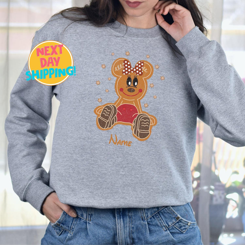 Retro Minnie Cookie Sweatshirt, Disney Christmas Sweatshirt,  Very Merry Christmas Party, Holiday Season Shirt, Minnie Gingerbread