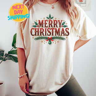 Comfort Colors Christmas Sweatshirt, Vintage Merry Christmas, Christmas Shirt for Women, Christmas Crewneck Sweatshirt, Christmas Gift