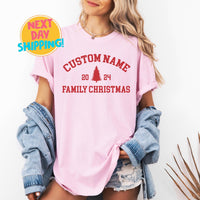 Comfort Colors Family Holiday Matching shirts, Custom Name Christmas Tree Sweatshirt, Xmas Party Outfit