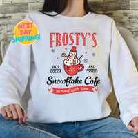 Frosty's Snowflake Cafe Sweatshirt, Christmas Vibes Sweatshirt, Cute Christmas Tee, Hot Cocoa and Cookies Sweatshirt, Christmas Spirit