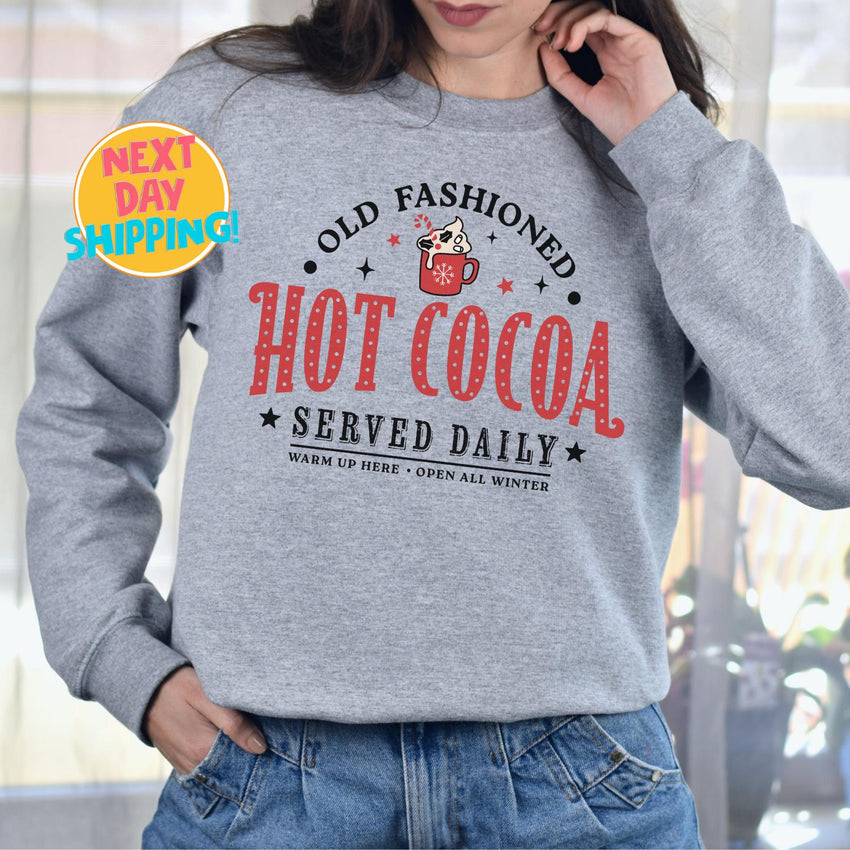 Hot Cocoa Christmas Sweatshirt,, Christmas Party Shirts, Holiday Family Xmas Tee, Christmas Family Shirt, Christmas Movies Shirt