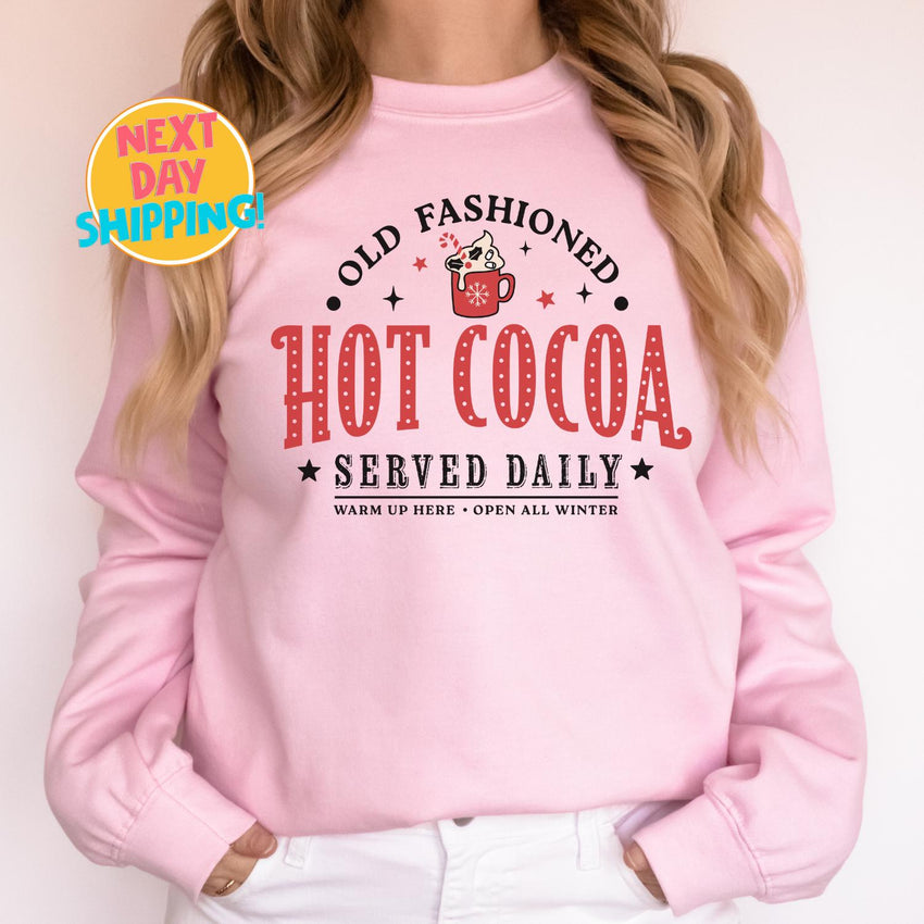 Hot Cocoa Christmas Sweatshirt,, Christmas Party Shirts, Holiday Family Xmas Tee, Christmas Family Shirt, Christmas Movies Shirt