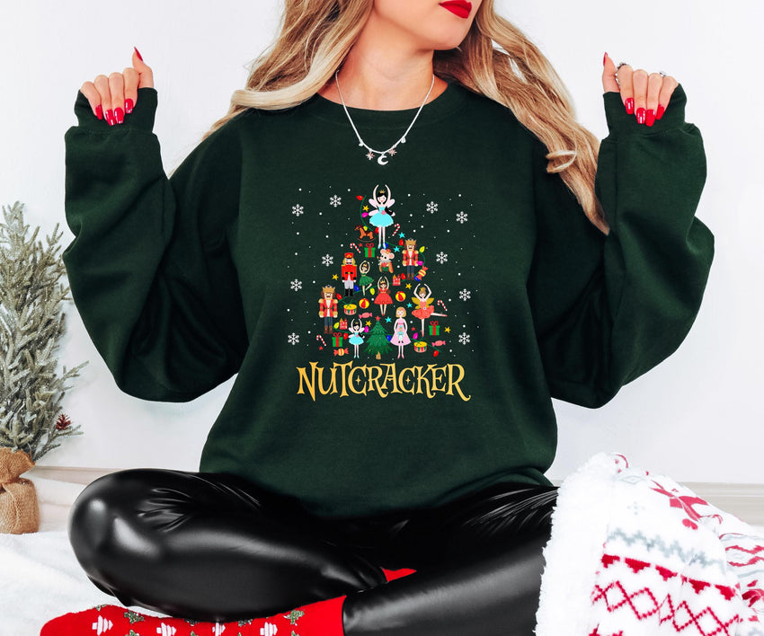 Nutcracker Tree Sweatshirt, Nutcracker Christmas Holiday Sweatshirt, Nutcrackers Christmas Shirt, Ballet Rocking Horse Sugar Plum Fairy