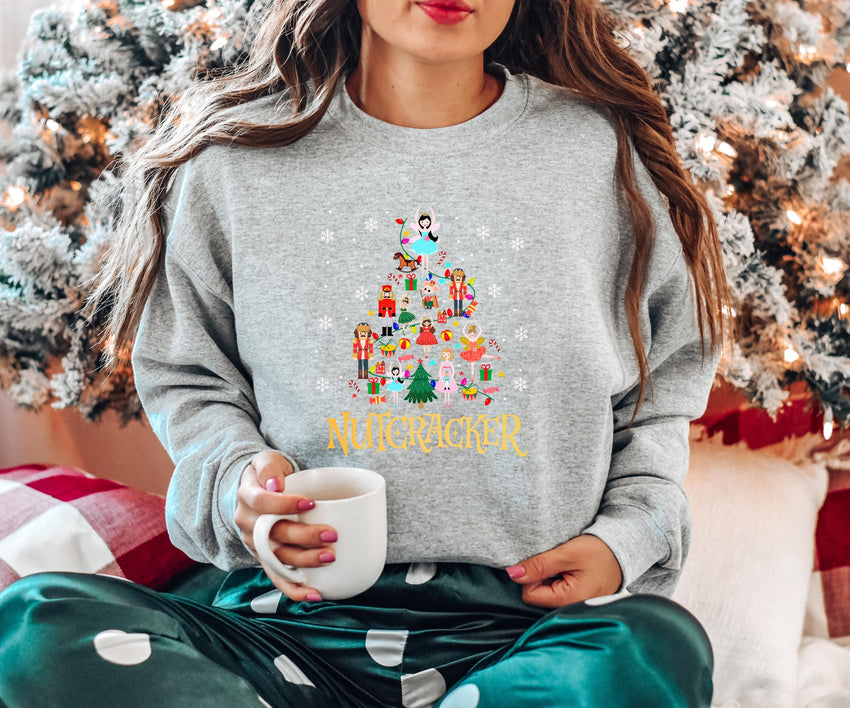 Nutcracker Tree Sweatshirt, Nutcracker Christmas Holiday Sweatshirt, Nutcrackers Christmas Shirt, Ballet Rocking Horse Sugar Plum Fairy