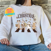 Cute Christmas Characters Sweatshirt, Holiday Xmas Gift, Merry Christmas,  Leopard Santa Sweatshirt, Retro Christmas Shirt, Gift for Woman