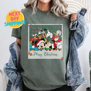 Comfort Colors Disney Mickey Friends Christmas Shirt, Disneyland Xmas Holiday Shirt, Vintage Mickey And Friends Christmas Shirt