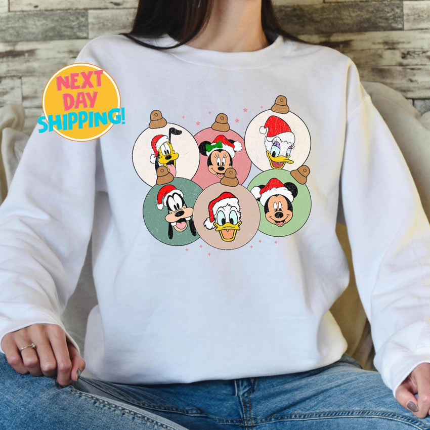 Mickey and Friends Christmas Sweatshirt, Vintage Disney Christmas Shirt, Cozy Graphic Xmas Sweater, Vintage Disney Christmas Shirt