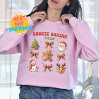 Christmas Sweatshirts, Coquette Gingerbread Santa Rudolph Christmas Tree Sweatshirts, Cute Winter Crewneck, Vintage Christmas Shirt