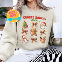 Christmas Sweatshirts, Coquette Gingerbread Santa Rudolph Christmas Tree Sweatshirts, Cute Winter Crewneck, Vintage Christmas Shirt