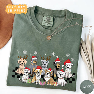 Christmas Dogs Comfort Colors Shirt, Dog Lover Shirt, Holiday Shirt, Cute Christmas Shirt, Cute Gift for Dog Lover, Dog Mom Shirt