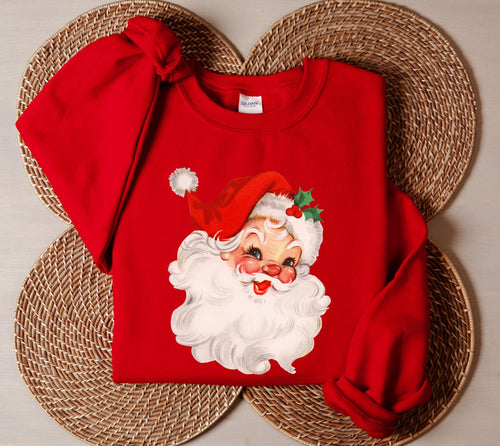 Retro Santa Sweatshirt, Vintage Santa Sweatshirt, Retro Christmas Santa, Holiday Clothing Women, Christmas Sweatshirt for Woman