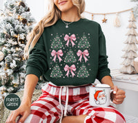 Coquette Bow Christmas Sweatshirt, Christmas Tree Shirt, Comfort Colors Christmas Sweatshirt, Girly Christmas Sweater, Coquette Bow Sweater