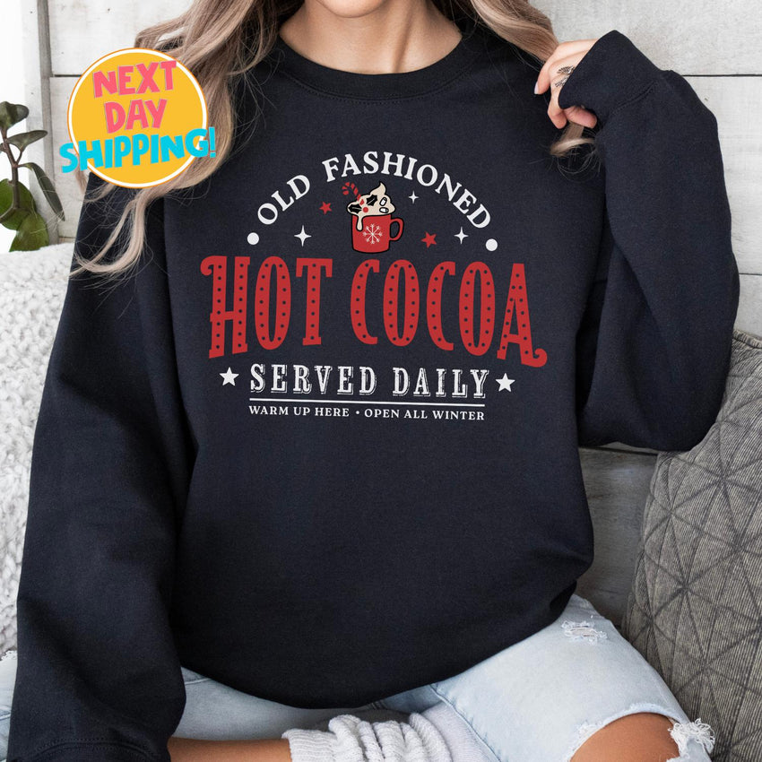 Hot Cocoa Christmas Sweatshirt,, Christmas Party Shirts, Holiday Family Xmas Tee, Christmas Family Shirt, Christmas Movies Shirt