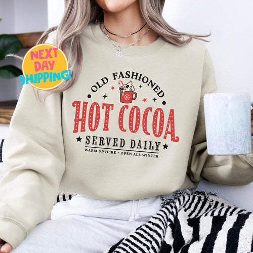 Hot Cocoa Christmas Sweatshirt,, Christmas Party Shirts, Holiday Family Xmas Tee, Christmas Family Shirt, Christmas Movies Shirt