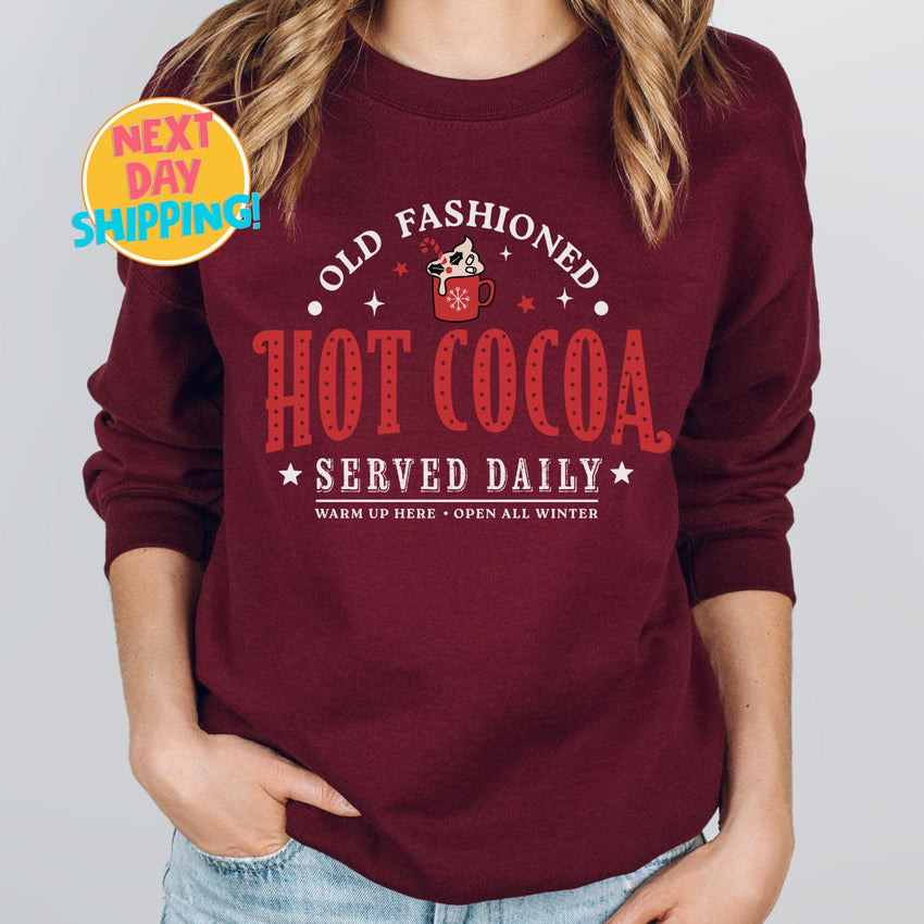 Hot Cocoa Christmas Sweatshirt,, Christmas Party Shirts, Holiday Family Xmas Tee, Christmas Family Shirt, Christmas Movies Shirt