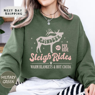 Reindeer Christmas Christmas Sweatshirt, Vintage Christmas Sleigh Ride, Reindeer Christmas Light, Christmas Reindeer Christmas Sweatshirt